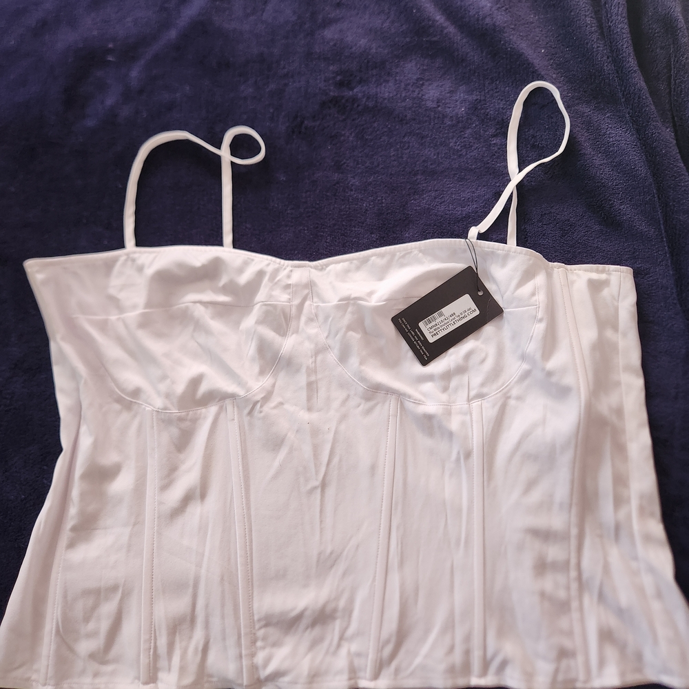 PrettyLittleThing White Zip-up Corset